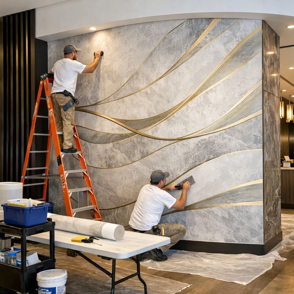 Over Ground Productionz Commercial Wallpaper Installation Houston